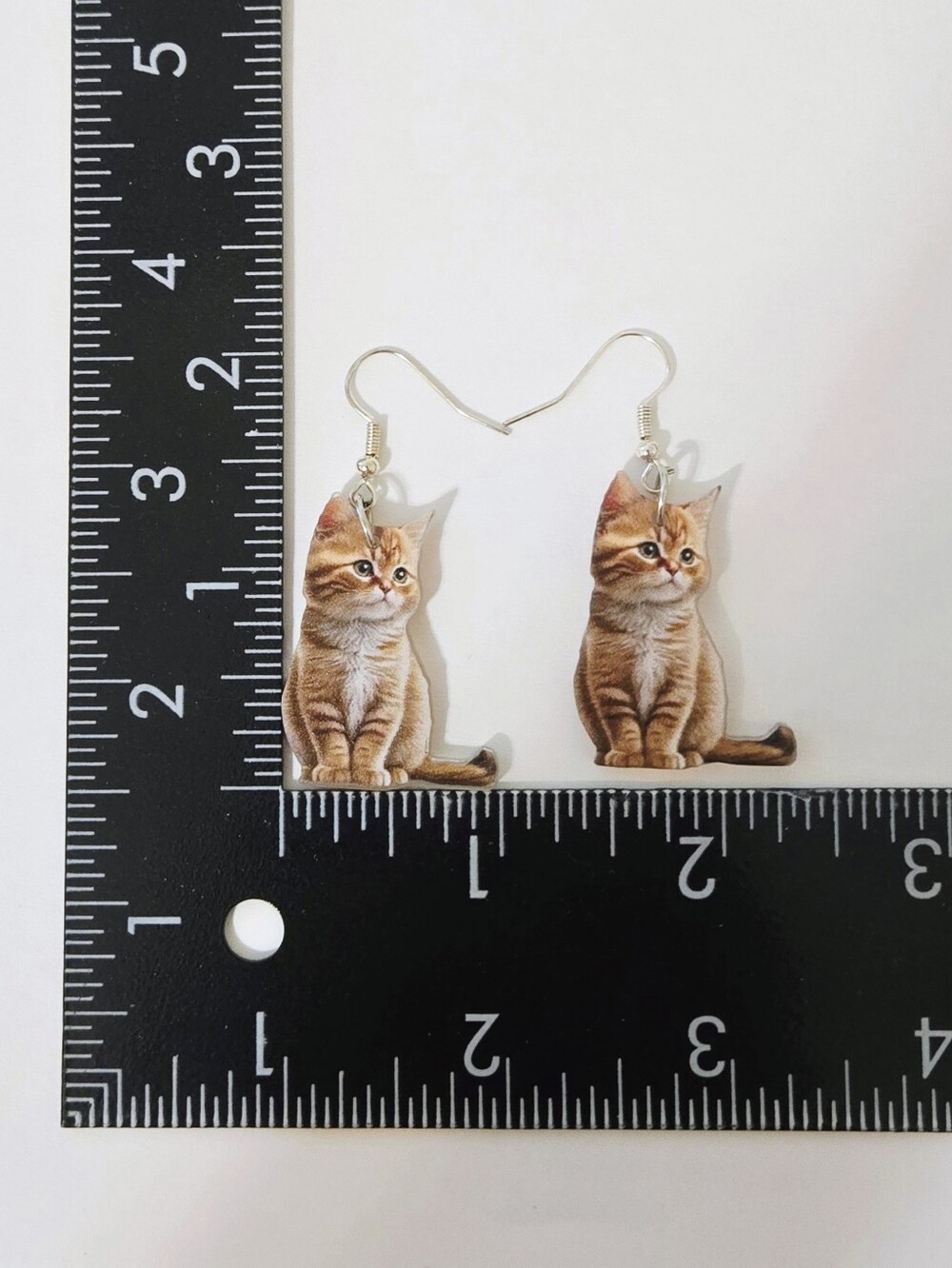 Pretty Orange Cat Tabby Kitten Dangle Earrings - Picture 14 of 16